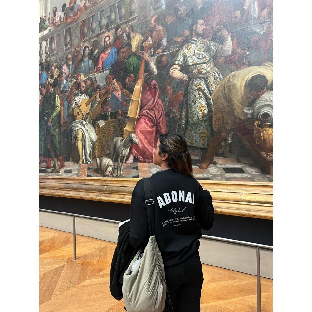 Sweatshirt Preta Cardada Adonai  